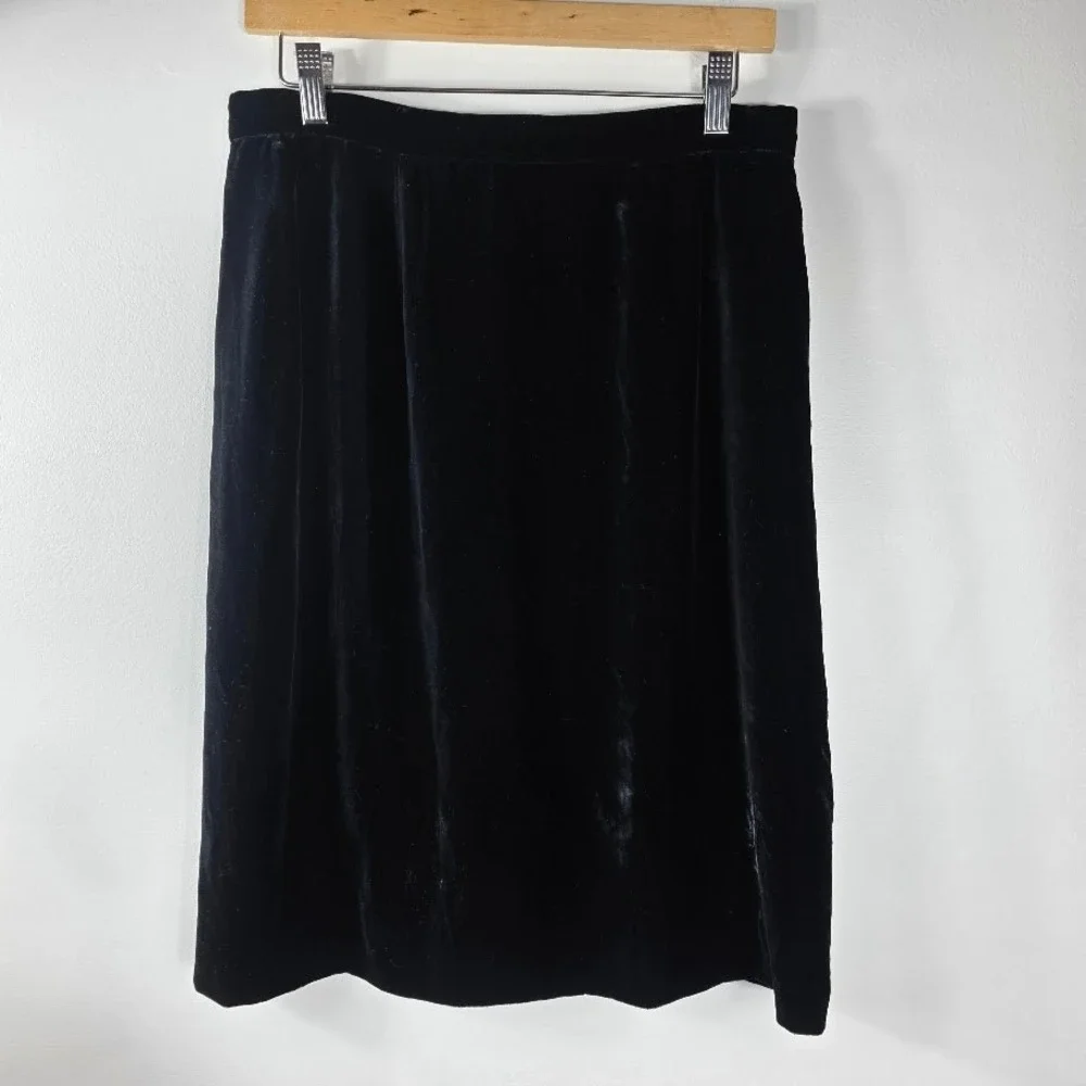 Ralph Lauren‎ Black Velvet Midi Skirt Purple Label  12